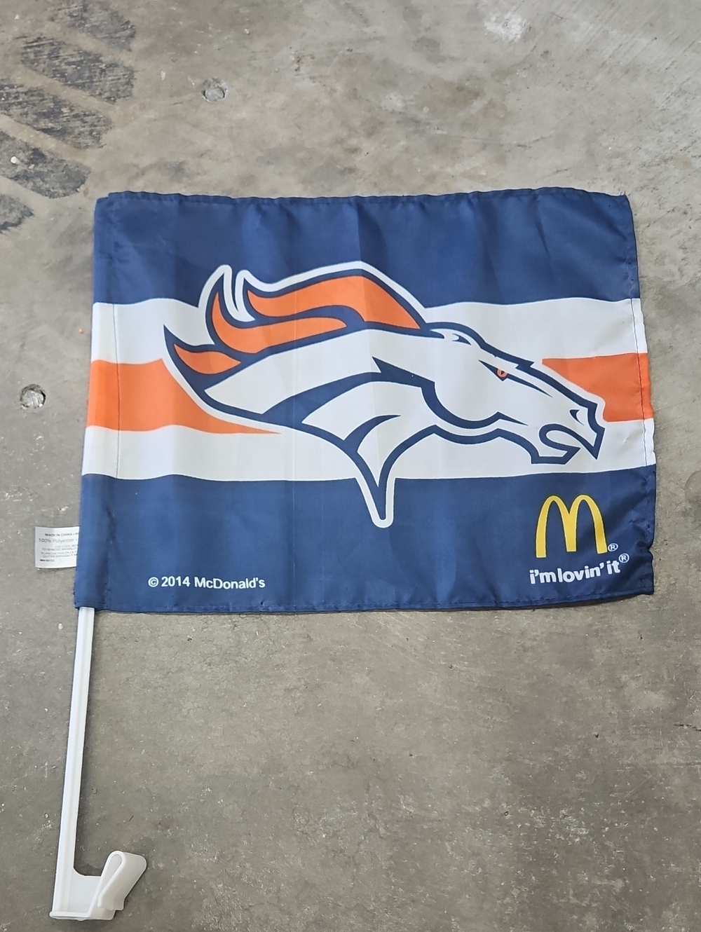 McDonald's Denver Broncos Car Flag - Navy, Orange & White- Collectable 2014